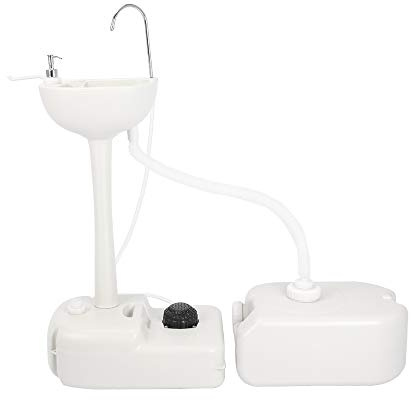 Portable Camping Sink with Wheels, 17L Hand Washing Station with 24L Waste Water Tank, Outdoor Hand Wash Basin with Soap Dispenser Towel Holder & Soap Dispenser for Events Worksite, Camping & Catering