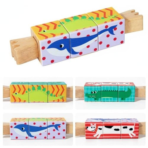 MotiveTech Educational Rotate and Twist Blocks, Rotating Block Puzzle with 360° Rotation, Durable Plastic Rotating Cubes Toy for Children for Hand-Eye Coordination Preschool, Style 4