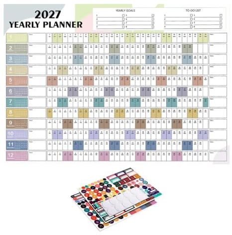 Jahreskalender Dickes doppelseitiges mit bunten Aufklebern