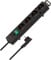 Brennenstuhl Comfort Line regleta de enchufes con 4 Tomas de Corriente para Montaje (Cable de 2 m, Interruptor Iluminado, montable, Enchufe Plano) Negro