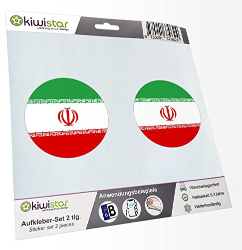 KIWISTAR - 2X Kennzeichenaufkleber - Iran - Kennzeichen Aufkleber Sticker Nummernschild Land Country Nation