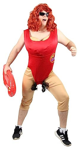 Foxxeo Lustiges Kostüm für Herren Männer Rettungsschwimmer - Größe M-XXL - Sexy Rettungsschwimmerin mit Busen Babewatch Badeanzug Junggesellenabschied lustig Herrenkostüm Größe M-L