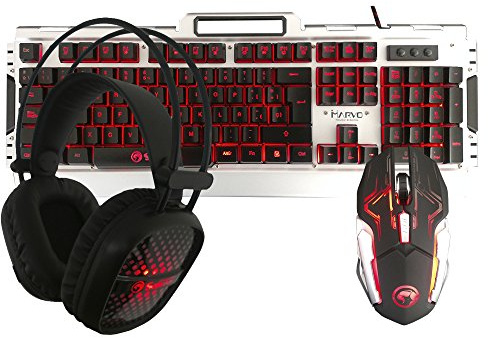 Marvo Gamer Kit Tastatur, Kopfband, Maus/Draht/Hintergrundbeleuchtung/CM-303
