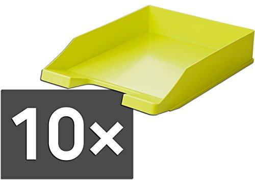 HAN Briefablage Klassik, 10 STÜCK Schreibtisch Organizer, Bürobedarf, Ablagefächer, Büromaterial, Briefkorb, Dokumentenablage, bis Format A4/C4, 1027-X-50, Lemon