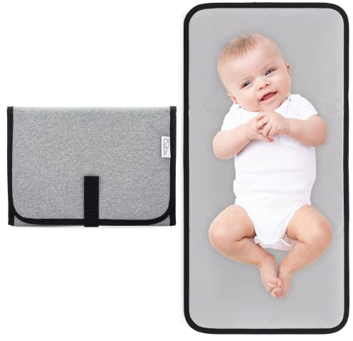 Comfy Cubs Baby Changing Mat Compact - Waterproof Nappy Change Mat with Soft Cushioning - Foldable, Travel-Friendly Design - Stylish Neutral Colours for Boys and Girls - Solid Grey