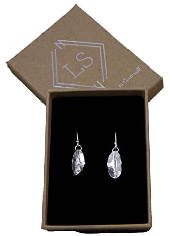 Leaf earrings - drop dangly earrings - delicate leaves - Sterling Silver leaves - leaf jewellery - natural jewellery - hand made in Cornwall