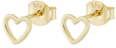 Brandlinger ® Herz Ohrstecker Silber 925. Ohrringe Silber 925 vergoldet (Silber und Gold). Schmuck Damen vergoldet mit 18 Karat für Frauen und Mädchen. Größe der Ohrringe Herz 5,3-6mm