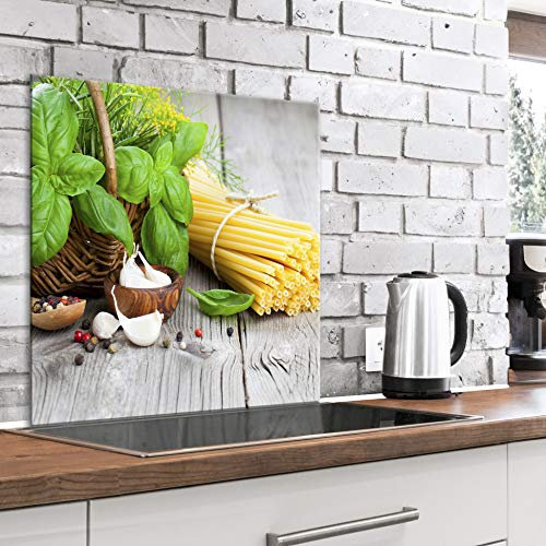 murando Spritzschutz Glas für Küche 60x60 cm Küchenrückwand Küchenspritzschutz Fliesenschutz Glasbild Dekoglas Küchenspiegel Glasrückwand Essen - j-B-0056-aq-a