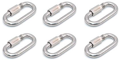 Faspiroty 6 pièces M8 Clip de Mousqueton de Verrouillage Petit Lien Rapide connecteur de chaîne Anneau de Verrouillage Porte-clés Boucle