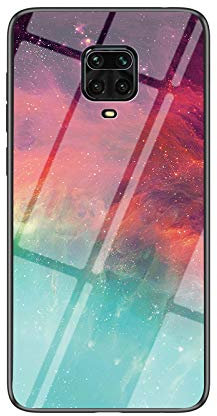 BaiFu Funda para Xiaomi Redmi Note 9S Cubierta de Cristal Degradado de Color Caja de Vidrio Templado Case Cover para Xiaomi Redmi Note 9S (Color Estrellado)