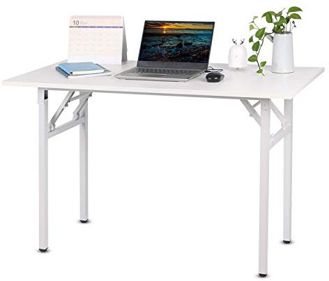 BELIWIN Folding Computer Desk, Writing Desk, PC Laptop Home Office Desk Workstation, 120 x 60 x 75 cm, White