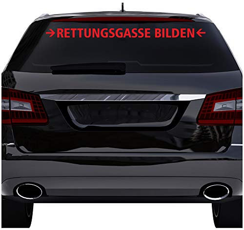 Finest Folia Autoaufkleber Rettungsgasse Bilden Stau für Auto Motorrad Bus Kfz Zubehör Sticker Selbstklebend Waschanlagenfest Notfall THW Feuerwehr Krankenwagen (Karminrot, 60cm Groß (KX063))