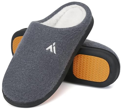 Mishansha Zapatillas Casa Hombre Invierno Pantuflas Mujer Invierno Zapatillas de Estar por Casa Antideslizantes Memory Foam Slippers Plata, Gr.44 EU