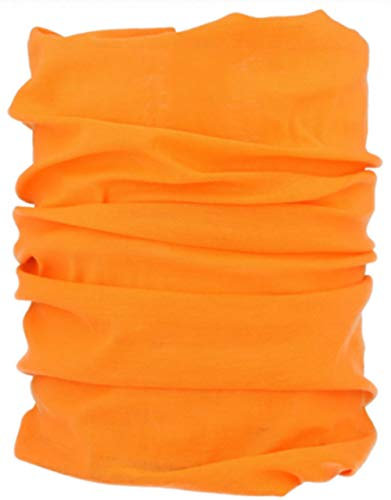 UK-UNIQUE Multifunctional Headwear Neck Scarf Bandana Balaclava Face mask Headband Hairband Tube Gaiter Stretch Snood for Sports Yoga Running Cycling Hiking (Orange)