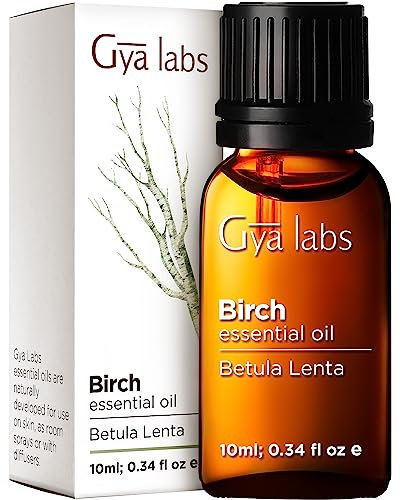 Gya Labs Birke ätherisches Öl Diffusor-Birkenöl für die Haut-Birke Öl ätherisches Öl,Birke ätherisches Öl für die Haut, Parfums, Düfte, Kerzen & Seifen-süß, minzig & kampferartig 100% natürlich (10ml)