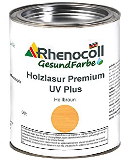 RHENOCOLL Holzlasur Premium UV Plus zum Beschichten von Holz im Außen Bereich, Holzhaus, Terrassenmöbel oder Zäune, wasserbasiert, Extra UV Schutz, Holzlasur außen (0,75 l, Hellbraun)