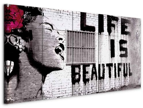 murando - Akustikbild Akustikbild Banksy Life, Schallschutz, Wohnzimmer | Verbessert Raumakustik, reduziert Hall, ideal fürs Büro oder Wohnzimmer, hochwertige Verarbeitung, schnelle Montage, stilvoll