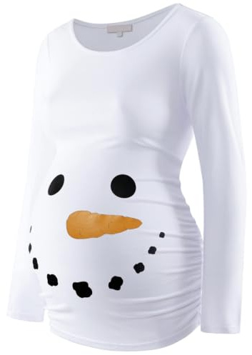 Umstandsshirt Langarm Basic Top Rüschen Seiten Bodycon T-Shirt für Schwangere