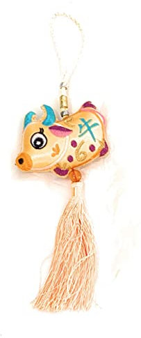 Bonheur Pompon Chinois Nouvel An Chinois Suspendu Voiture Déco Sac Charme - Animaux Zodiaque (Boeuf)