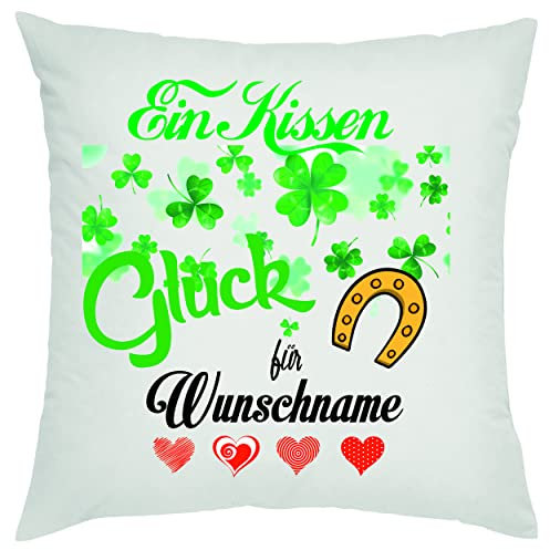 Crealuxe EIN Kissen Glück für (Wunschname) Zierkissen, Sofakissen, bedrucktes Kissen, Baumwollkissen