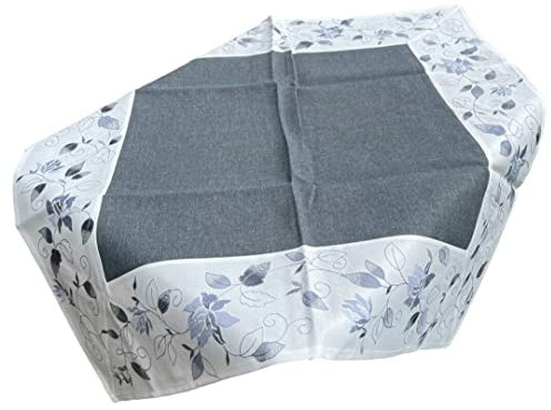 Westernlifestyle Tischläufer Tischdecke Mitteldecke Tischband gestickt Rosen Rot Weiss Silber Grau (85 x 85, Silber/Grau/Weiss)