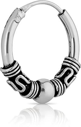 NKlaus Bali Creole einzel Ohrring 12mm aus 925 Sterling Silber Mittelalter Gothic 2644