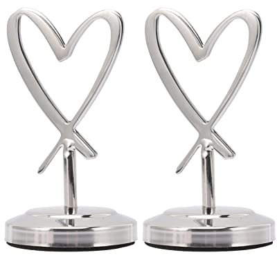 jojofuny 2 Stücke Tischkartenhalter Herz Edelstahl Kartenhalter Fotohalter Platzkartenhalter Hochzeit Memohalter Menü Clips Hochzeit Mittelstücke für Hochzeit Party Tisch Dekoration Ornament