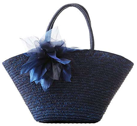 Hixingo Bolso de la Paja Mujeres Bolso Playa Grande Bolso de Hombro Verano Boho Totes de Playa Ratán Tejidas a Mano Para Viajes, Compras y Vacaciones (one size,Azul)