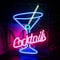 Looklight Cocktails Enseignes Au Néon Rose Bleu Led Neon Lights Verre à Cocktail Lettre Néon USB Signe lumineux pour décoration murale pour Bar Party Home Kitchen Hotel