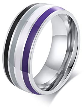 LGBT UNICORNS Asexual Ring, Ace Pride Edelstahlring, Größe 6-13