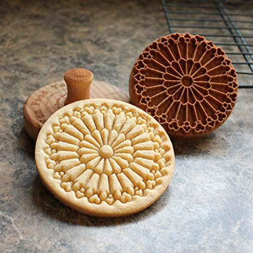 Fun Food Tools, Großer Keksstempel aus Holz, 7,6 cm (Notre Dame Cathedral Rose Window CS8-009)