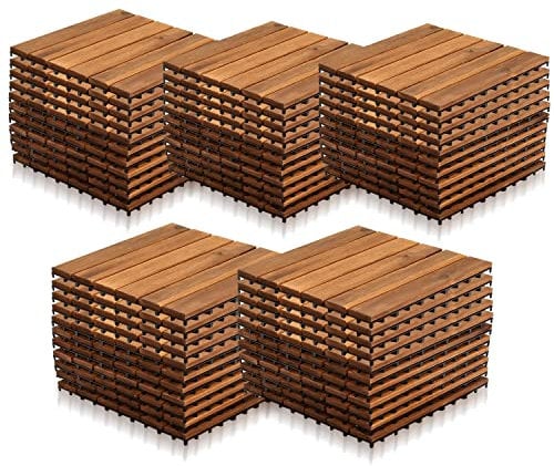 Vigevee Piastrelle Esterno 30 x 30 cm, 55 pezzi Pavimento per Esterno Pavimento Giardino ad Incastro per Patio Terrazza Balcone Piscina 5 m Tagliabile