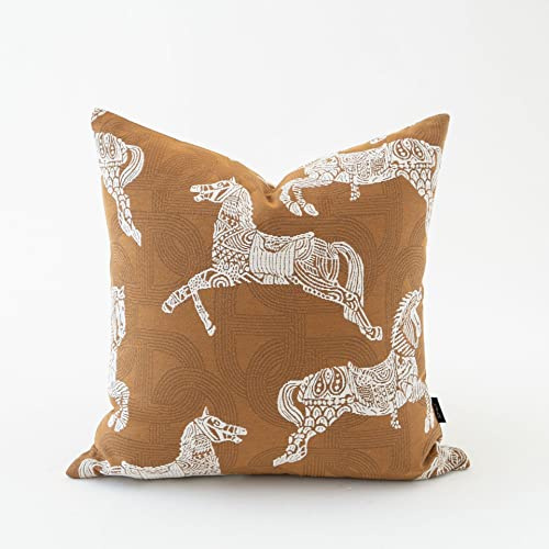 Croker Horse 50,8 x 50,8 cm Kissenbezug – luxuriöses Palast-Pferd-Muster, Chenille-Stickerei, luxuriös, moderner Modestil, Couchkissen, Sofakissen für Wohnzimmer, Schlafzimmer