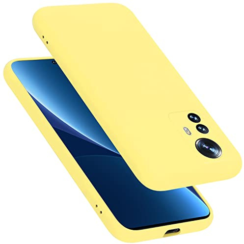 Cadorabo Hülle kompatibel mit Xiaomi 12 PRO Hülle Silikon Handyhülle für 12 PRO Case aus flüssigem Silikon- Kratzfeste und stoßfeste dünne TPU Schutzhülle - Liquid GELB
