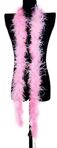 DIY Feder Boa,Asudaro Flauschige Federboa Flauschige Marabu Feder Boa DIY Frauen Verkleidung Dekor Truthahnfedern Boa zum Basteln Zubehör Für Bastelarbeiten Kostüme Halloween Hochzeiten,2m Hellrosa#24
