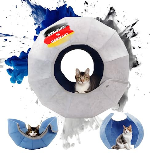 Generisch 2-in-1 Faltbarer Katzentunnel mit Schlafplatz - Tragbares Interaktives Katzenspielzeug für Selbstbeschäftigung - Tunnelbett für Katzen - Waschbar & Kratzfest - Katzenhöhle aus Filz