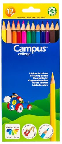 Lápices de colores marca CAMPUS COLLEGE modelo LAPICES COLORES CAMPUS RESINA 12COL