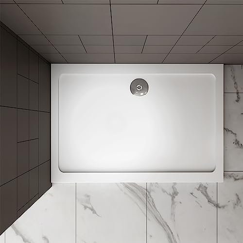 Sliding Shower Enclosure Base White Rectangle Shower Stone Tray 1600X900MM Include Waste Trap