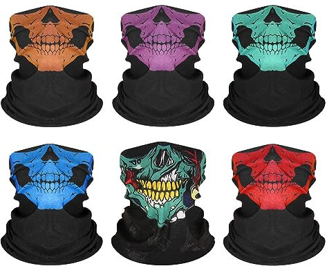 Lahviuu Multifunktionstuch Schlauchschal,6 Stück Halstuch Herren Bandana Kopftuch Sturmhaube Schlauchtuch Elastiche Multifunktion Stirnband,für Motorrad Laufen Wandern Radfahren Skifahren