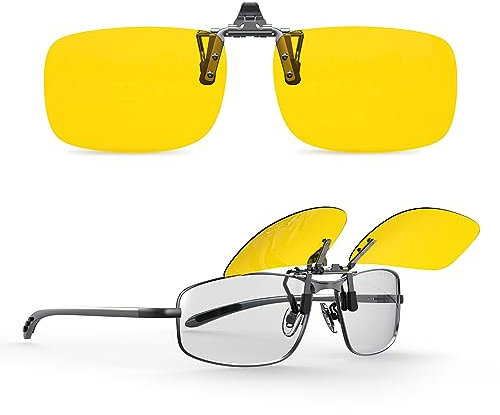Goiteia Polarisierte, hochklappbare Clip-on-Nachtfahrbrille mit Blendschutz für Männer und Frauen, minimiert effektiv die Blendung durch entgegenkommende Scheinwerfer, hochauflösende Sicht(57 * 36mm)