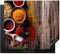 KitchenYeah© Protège Plaque Induction 59x51 cm Deco Cuisine Accessoire Pratique Protection De Vitroceramique Kitchen Gadget Herbes - Épices - Bois - Marron - 59x51 cm