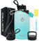 ZAKVOP Thermosflasche, 2L Trinkflasche Edelstahl mit Strohhalmen und 3 Deckeln, Trinkflasche Thermo mit Paracord Griff, Thermoskanne 2 Liter mit Flaschenbürsten für Fitnessstudio (Türkise)