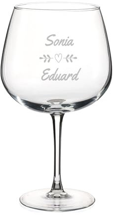 Wanapix | Bicchiere da Gin Tonic Personalizzato | Calice da Cocktail | Inciso al Laser | Calice da Gin Bicchiere Ballon Acqua | 70 cl | Regalo originale | Love heart