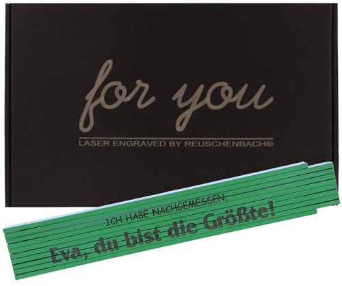 Reuschenbach Zollstock personalisiert mit Geschenkbox, Gliedermaßstab 2 Meter mit Wunschtext, Meterstab (verschiedene Farben) (GRÜN)