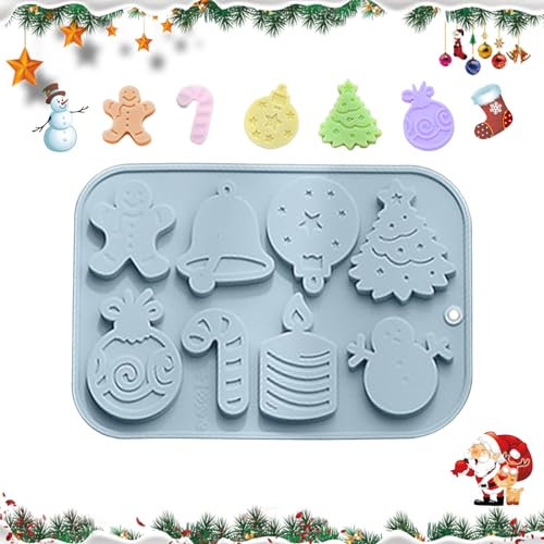 Vordpe Stampi per cioccolatini natalizi, 8 cavità in silicone 3D, riutilizzabili, per dolci fai da te, cioccolatini