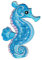 Seepferdchen Blau Aufnäher zum aufbügeln oder aufnähen Bügelbild Bügelpatch Kinder Aufbügler für Kleidung gestickter Bügelflicken Applikation Patch Größe 7,4 x 5,0 cm
