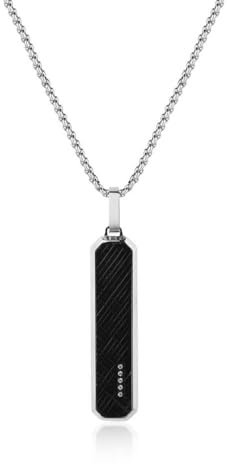 GAVU Herren Edelstahl Halskette mit schwarzem Tag-Anhänger 50cm