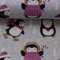 Alpenfleece LEAH | Kuschelsweat | Pinguine, grau/beere | ab 50 cm | Meterware