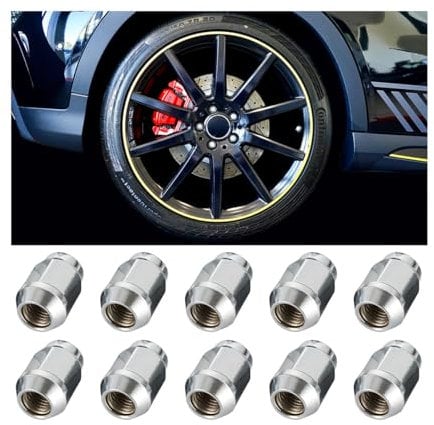 JNNJ 10 Pezzi Set Di Dadi per Ruote per Cerchi in Acciaio, Dadi Cromati Chiusi M12x1,5, Dadi Ruota Sostituzione Ruota a Sede Conica Chiusa, Chrome Dado Universale Accessori Adatti per Cerchioni Auto