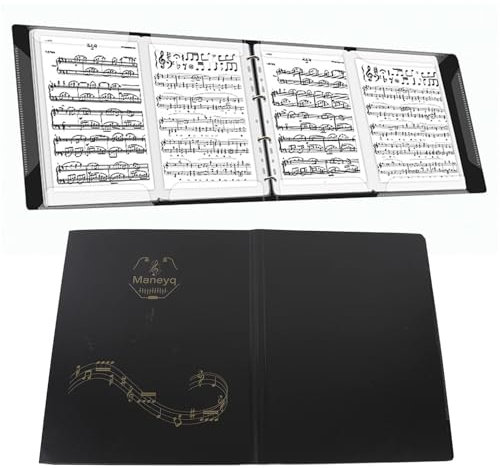 A4 Sheet Music Folder, Detachable 4 Pages Expand Piano Sheet Music Binder A4 Sheet Piano Score Binder 52 Pages Capacity 4 Pages Expand Paper File Storage Holder for Marching Band Piano